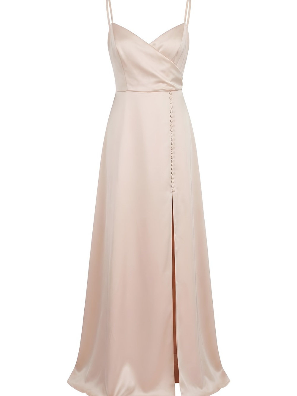 Dessy Collection Blush Cameo Maxi Dress with Button Front Detail